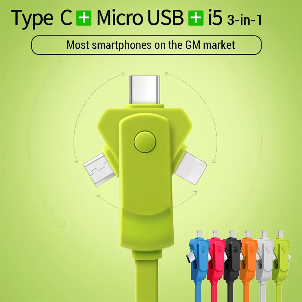 KISSCASE 3 в 1 usb type C Micro usb type-c кабель для iPhone 7 Xr Быстрый Кабель зарядного устройства usb C кабель для Xiaomi Redmi; Huawei samsung