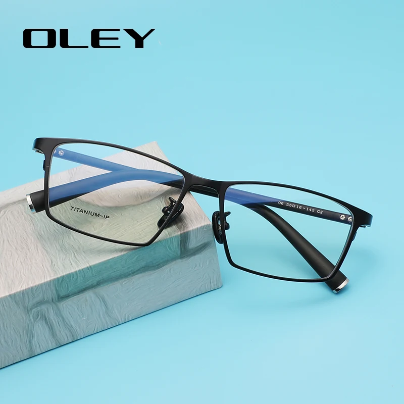 Классические квадратные титановые очки OLEY для чтения с защитой от голубого света