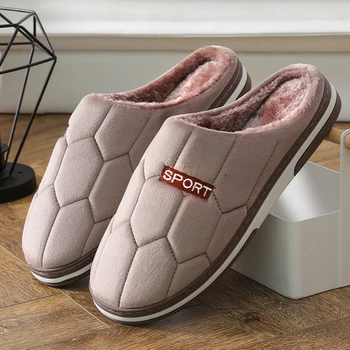 

Men's slippers Home Large size 46-50 Gingham plush winter house slippers men Non slip Soft Indoor shoes male