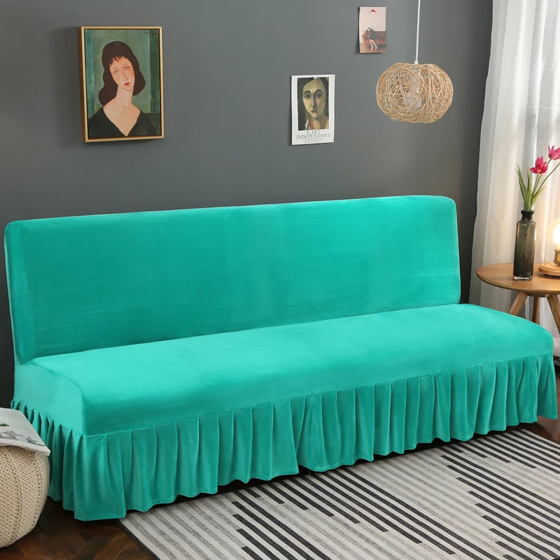 Slipcover Elastic Plush Fabric Sofa Cover Tight Wrap All-inclusive Elastic Couch Cover with Skirt Armless Home Furniture Covers