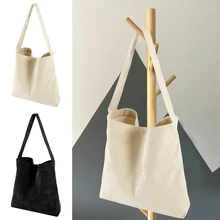 Женская Вельветовая хозяйственная сумка женская тканевая сумка через плечо Экологичная сумка для хранения многоразовая складная эко хозяйственная сумка