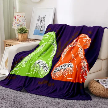 

Custom Big Orangutan Animals Flannel Blanket on Sofa Bed Bedspread Thick Plush Cover for Couch Car Travel Home Decor Dropship