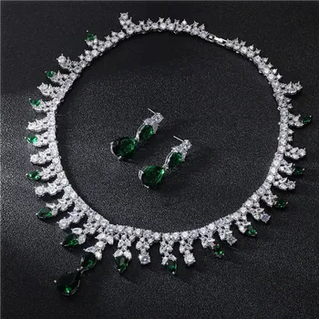

Ladies Jewelry Sets For Women Crystal Cubic Zirconia Earrings/Pendant Necklace Set Dropshipping