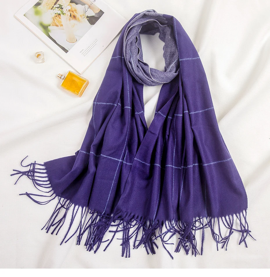 Кашемировый шарф женский платок хиджаб Женская бандана труба Sjaals для женщин шерстяной зимний женский шарф для дам