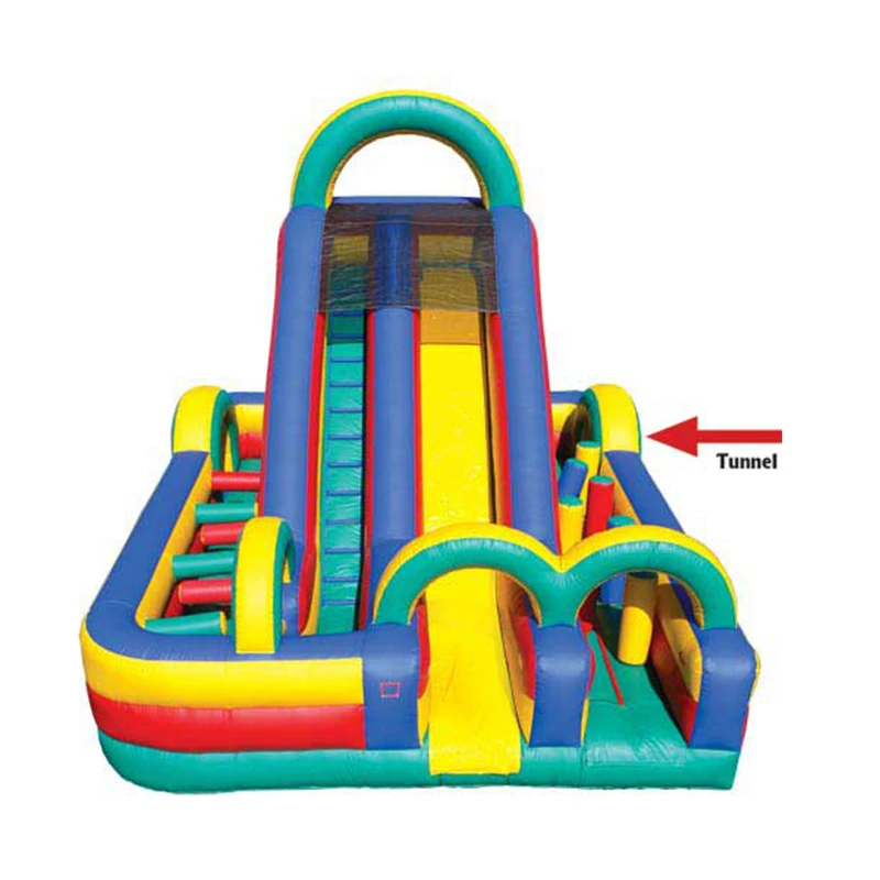 Commercial PVC Inflatable Slide Dry Inflatable Trampoline Jumper Happy Hop Combo With Obstacle Course For Children Outdoor Play hot product pirate ship inflatable slide bouncer house combo 13x3x4m inflatable fun obstacle course with jumping area