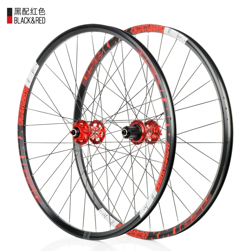 Набор колес для горного велосипеда Koozer XM1850 MTB 26/27. 5 дюймов 8 9 10 11 скоростей 72 кольца с быстроразъемным поворотом через ось 4 подшипника велосипедная колесная пара - Цвет: 26inch black red