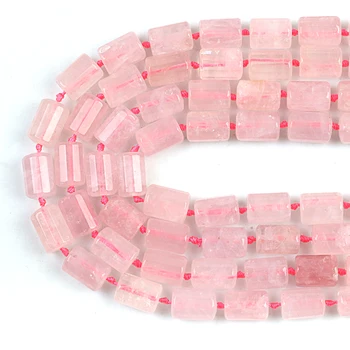

Natural Cylinder Pink Crystal Stone Beads Loose Beads for Jewelry Making DIY Charms Bracelet Accessories 7.5''