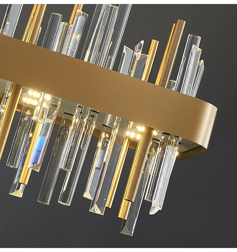 Gold/Black Rectangle Crystal Chandelier