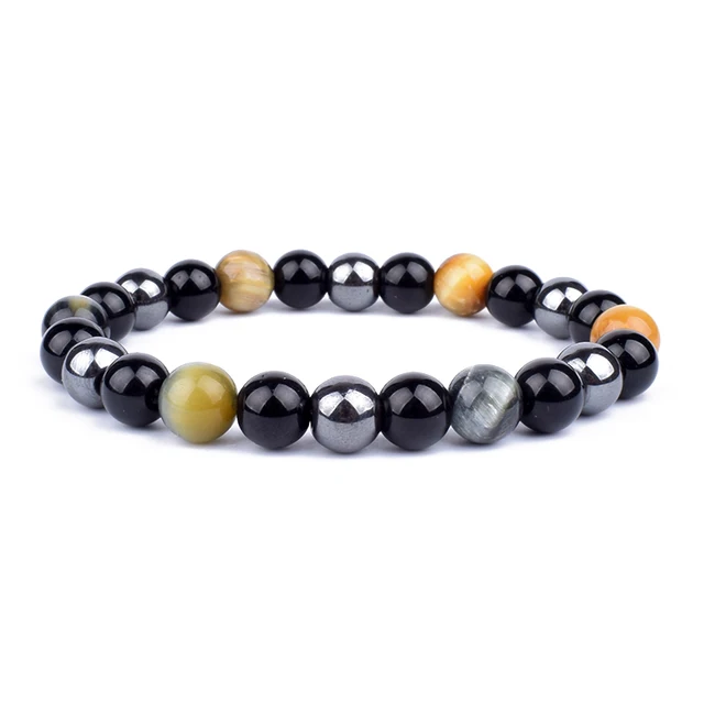 New Magnetic Hematite Bracelets Men Tiger Eye Stone Bead Couple Bracelets for Women Health Care Magnet Help Weight Loss Jewelry 13