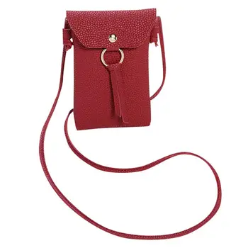 

Woman 2020 New Mini Shoulder Bags Solid PU Leather Hasp Messenger Bag Mobile Phone Pouch Tassel Small Bag bolsas de mujer A40