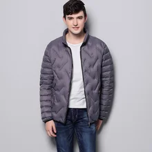 Тренд сезона осень-зима, модная мужская куртка на утином пуху, ультралегкие куртки, мужская верхняя одежда с воротником-стойкой, пальто