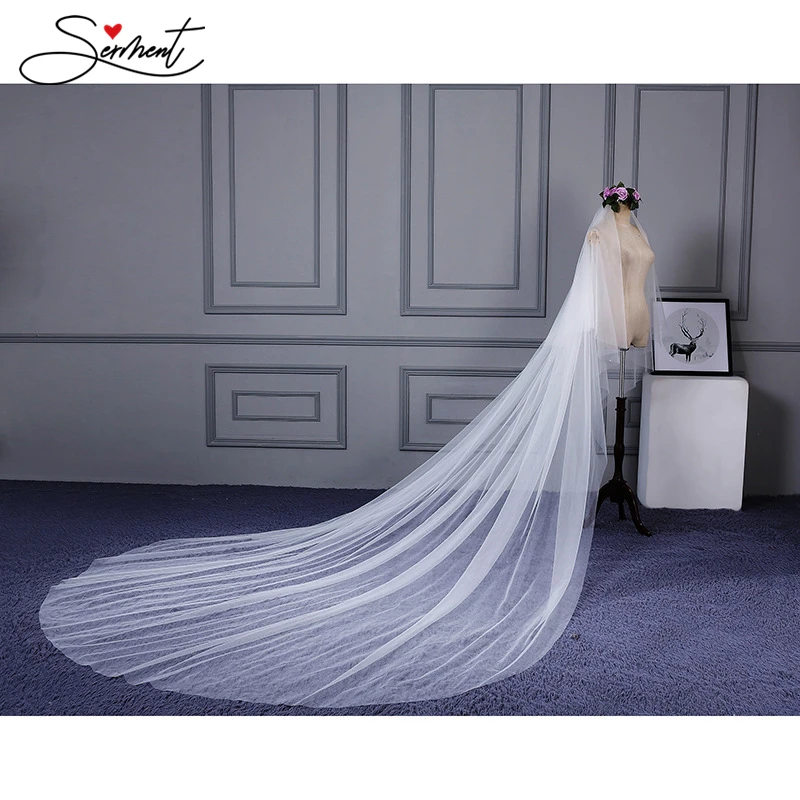SERMENT Wedding Long Veil Cathedral Veil Two-Layer Plain Dyed 300cm Cut Edge Lace Double-layer Wedding Accessories SERMENT Wedding Long Veil Cathedral Veil Two-Layer Plain Dyed 300cm Cut Edge Lace Double-layer Wedding Accessories