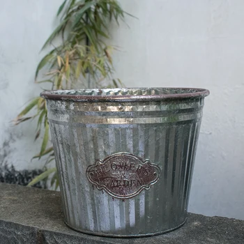 

handmade vintage retro galvanized zinc garden planters