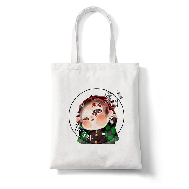 Shopping Bags Shopper Bag Demon Slayer Anime Rengoku Kyoujurou Kimetsu No Yaiba Harajuku Canvas Tote Bag Handbags Shoulder Bags B137C
