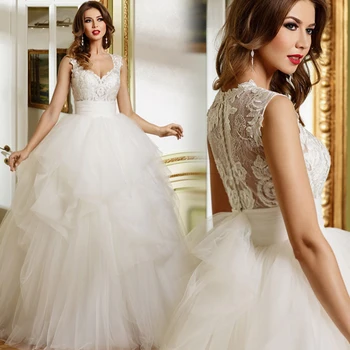 

Luxury Lace Flowers Perspective New Custom 2019 Sleeveless bridal Gowns Organza Vestido De Noiva mother of the bride dresses