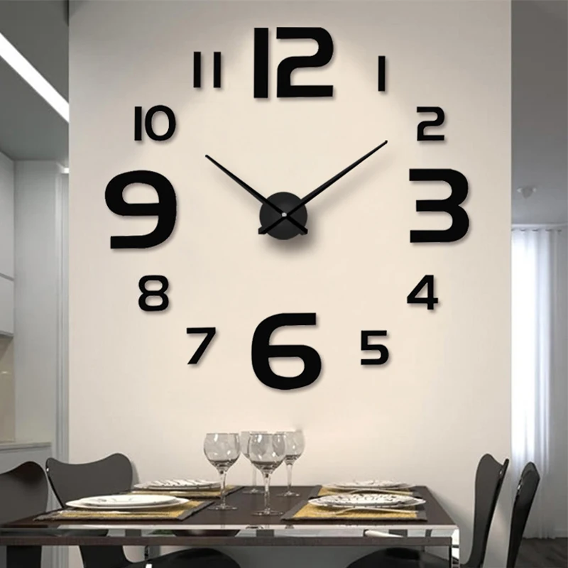 Wall clock wall clock sticker big home wall clock 3D DIY acrylic mirror stickers home decoration living room quartz needle clocks self adhesive hanging watch