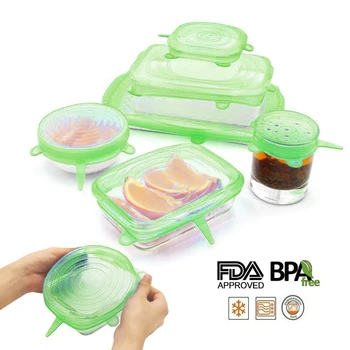 

6pcs/ Set Silicone Stretch Lids, Food Storage Container Cover for Bowl, Mugs,