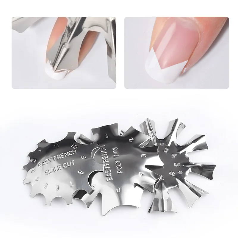 

1pc/3pc Nail Art Edge Metal Trimmer Nail Form Cutter Clipper Styling Nail Gel Easy French Trim Smile Line Nail Template Tools