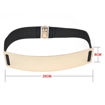 

Lady Embellished Gold Mirror Metal Keeper Metallic Bling Skinny Wide Belt Corset (6cm)