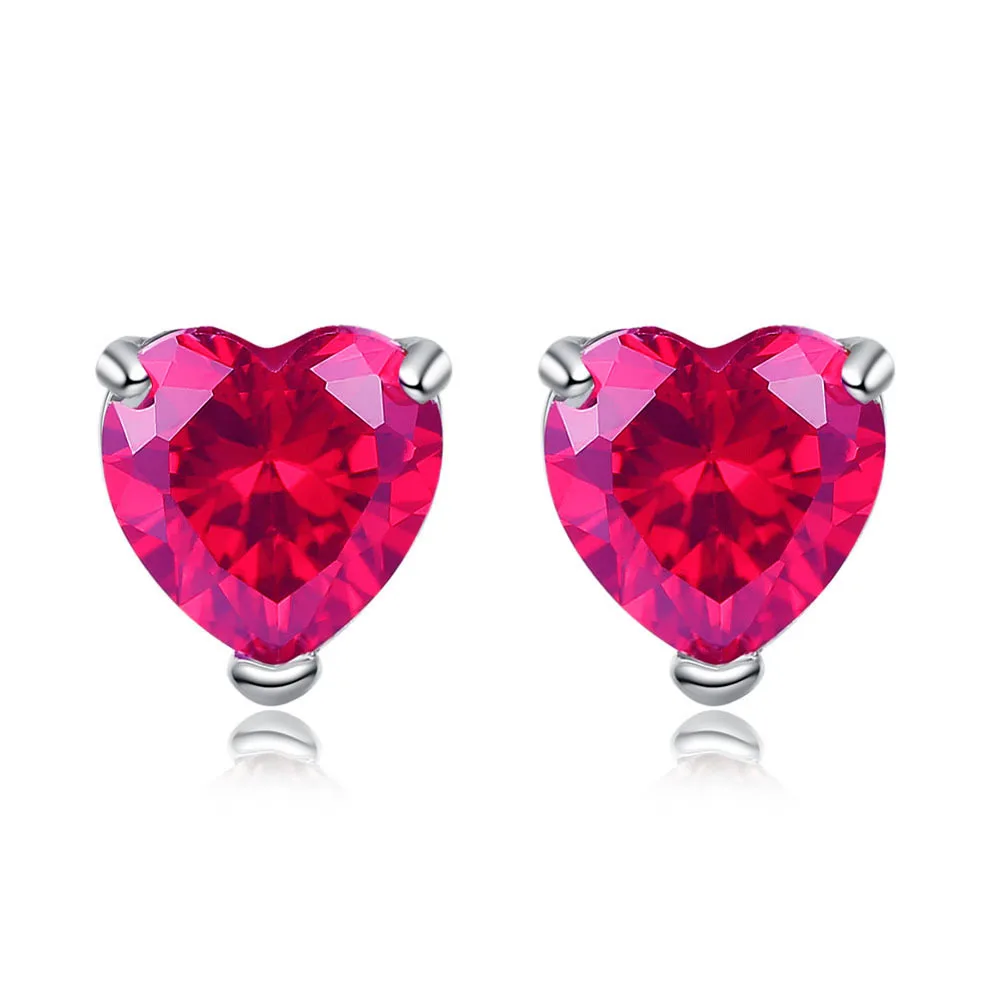 

Double Fair Heart 3 Claws Crystal Stud Earrings For Women Cute Girls Earing Silver Party Birthday Daily Fashion Jewelry KAE065