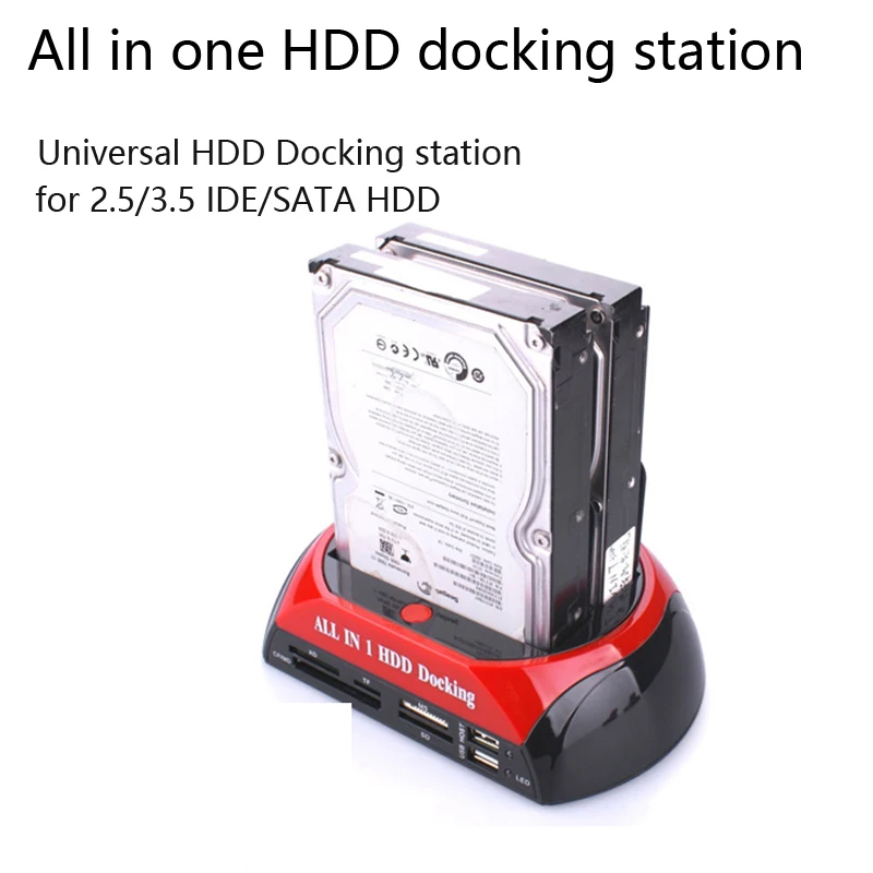 

HDD Docking Station Dual Internal Hard Disk Drive Docking Station Base HDD Enclosure for 2.5 Inch 3.5 Inch IDE/SATA USB 2.0
