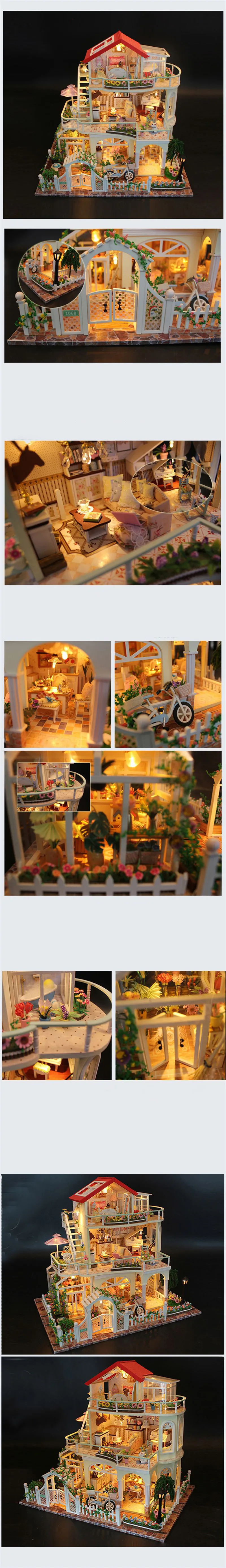 3D Деревянный кукольный домик DIY Кукольный дом с мебели развивающие игрушки мебель для детей Рождественский подарок ручной работы
