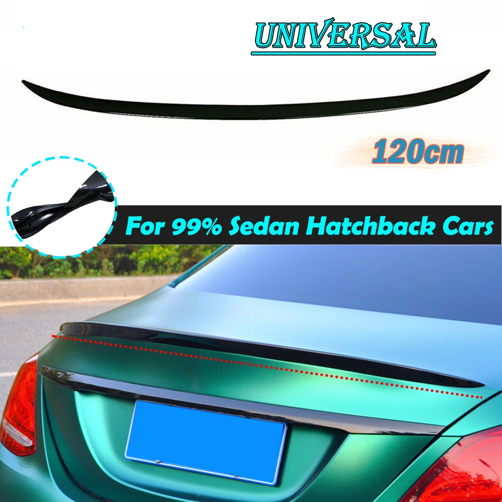 

Universal 120CM Car Rear Trunk Spoiler Wing Boot Lip TPU Glossy Black For Benz W204 W212 For BMW X5 X4 E39 For Audi Q5 A4 B8 B9