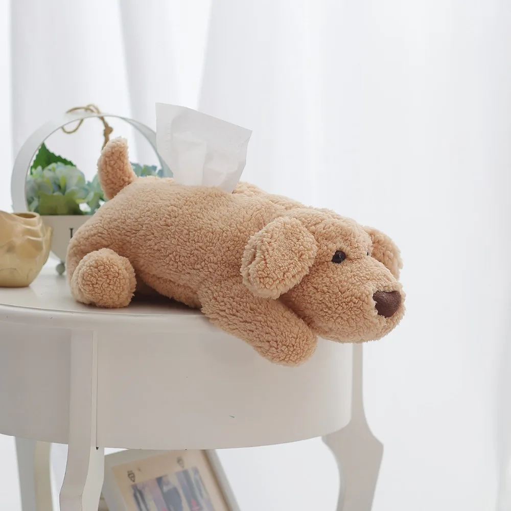 

Damage Refund 40cm Cartoon Plush Teddy Toy Cute Car Tissue Box Stuffed Animal Dog Paper Sleeve Roll Home Office Decor