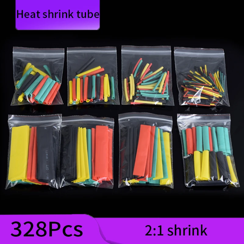 127/164/328/530Pcs Krimpkous Tube Warmtekrimpbare Schede Termoretractil Kit Elektrische Draad kabel Waterdichte Krimpen 2:1