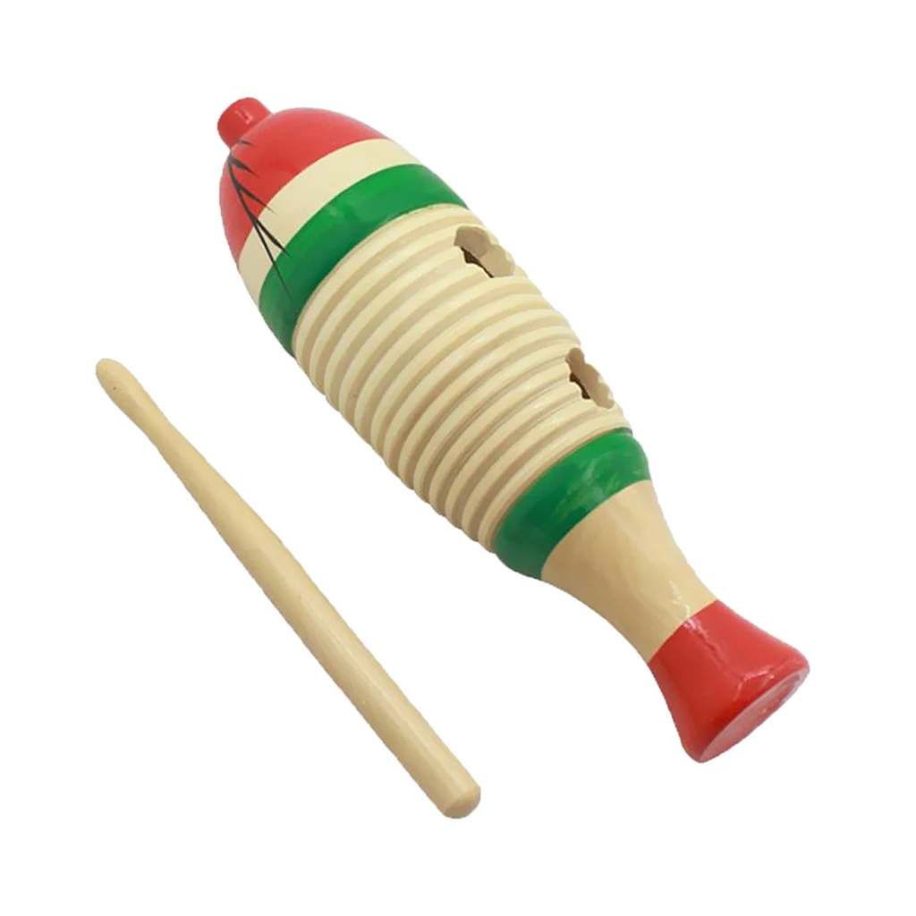 Wooden Fish-Shaped Guiro Hand Percussion for Kid Musical Toys