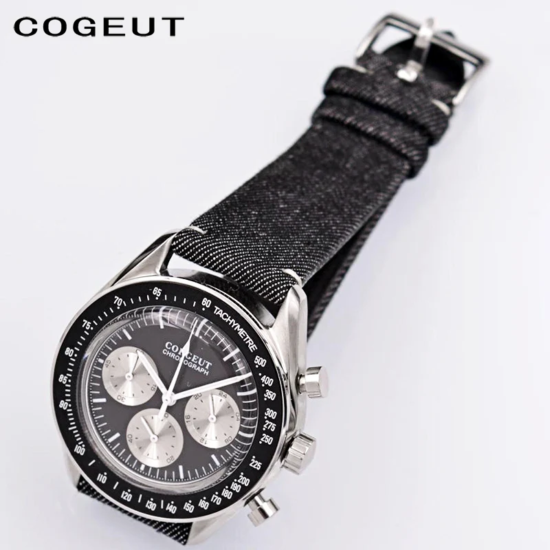 40 мм Corgeut новые мужские часы спортивные 24 часа многофункциональные лучший бренд класса люкс полный стальной хронограф кварцевые