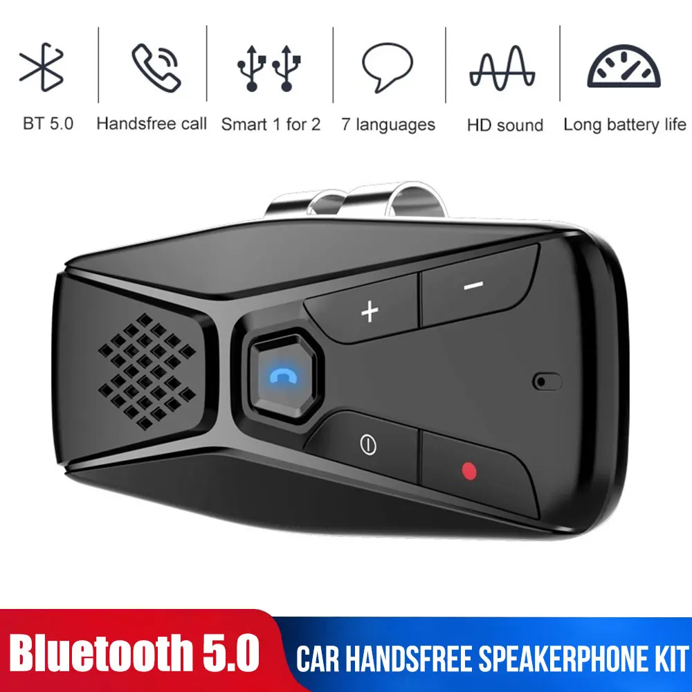 Bluetooth Car Handsfree MP3 Player Auto Stereo Hands free Kit Wireless SpeakerPhone Sun Visor BT Audio Adapter | Автомобили и