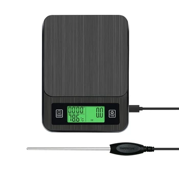 

Portable Multi-Function Led Timer Electronic Digital Drip Coffee Scale with Temperature Measuring Probe