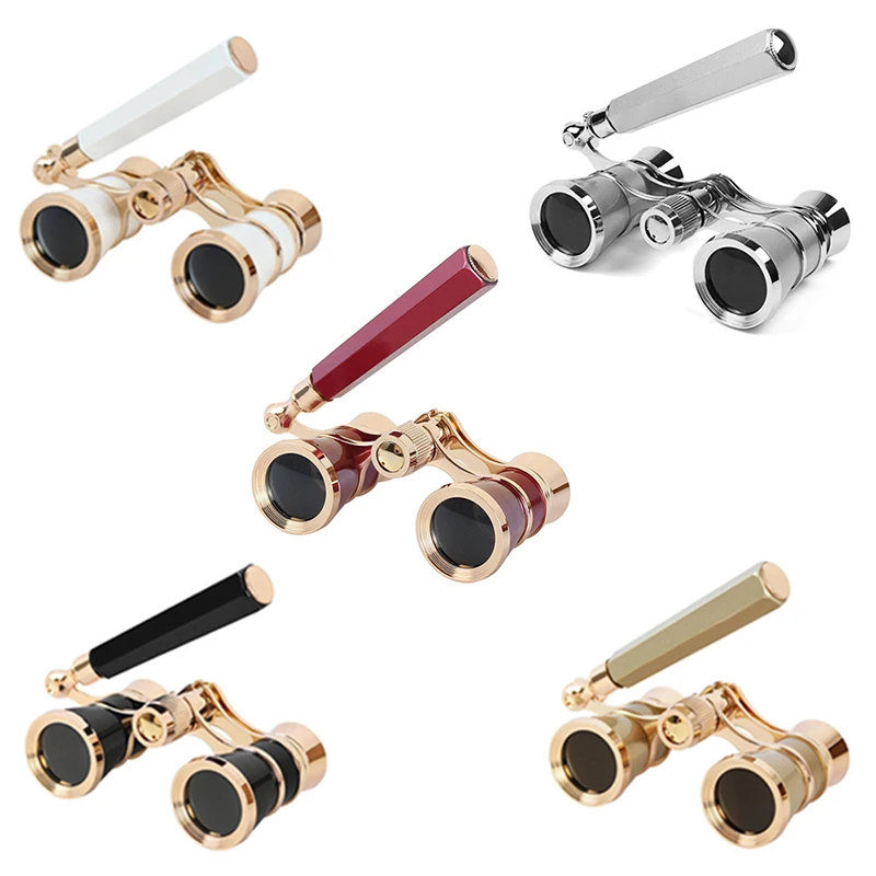 3x25 Opera Binocular Telescope W/ Handle Metal Body Theater Binoculars