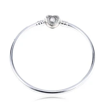 Браслет из стерлингового серебра 925 пробы желаемое сердце с хрустальной змеиной цепочкой браслет подходит для женщин бусины шармы «сделай сам» модные ювелирные изделия