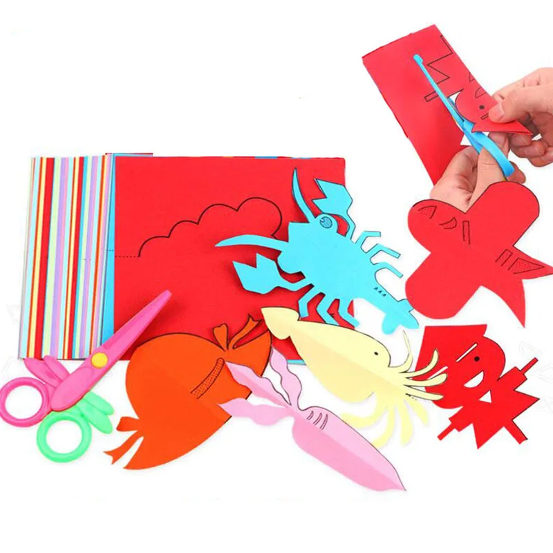 96 шт./компл. DIY мультфильм цветной бумаги складной и резки kingergarden ручной работы разноцветная бумага Развивающие игрушки для детей