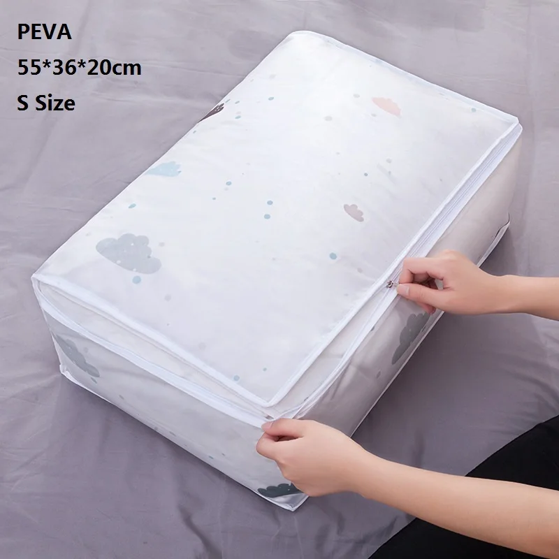 LOOZYKIT Non Woven Fabric Folding Storage Box Quilt Clothes Collecting Case With Zipper Toys Storage Organizer With Clear Window - Цвет: B4
