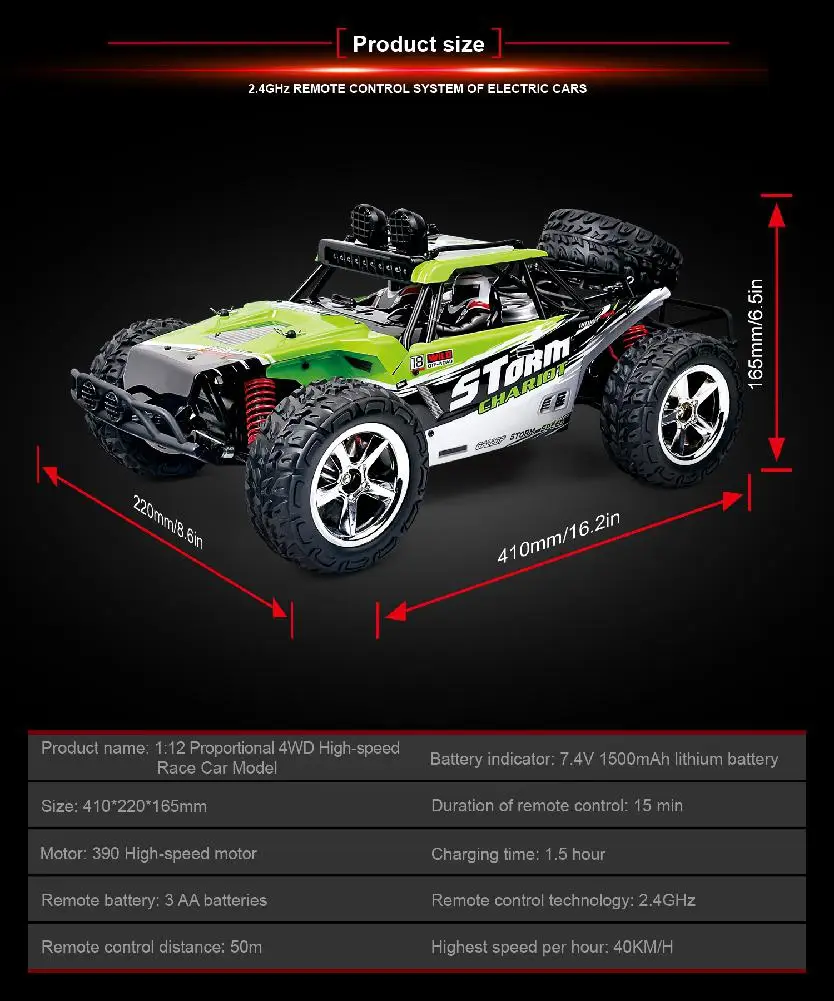 RCtown Subotech BG1513 2,4G 1/12 4WD RTR высокая скорость RC внедорожник автомобиль дистанционного управления автомобиль с светодиодный светильник