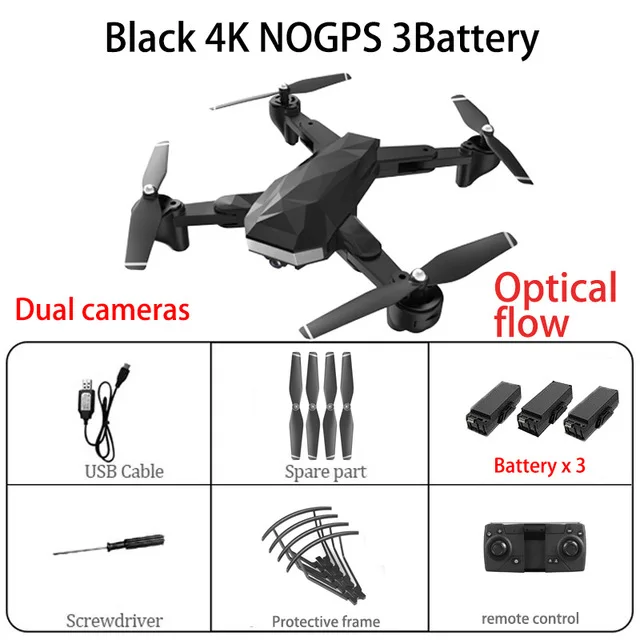 C53 gps Дрон с 4K HD камерой 5G wifi FPV RC Квадрокоптер складной Профессиональный вертолет БПЛА дистанционного управления подарок для детей - Цвет: Black 4K nogps 3B