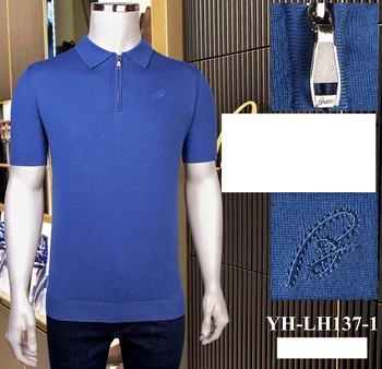

BILLIONAIRE T shirt men silk 2020 new summer fashion Thin high quality zipper business embroidery Breathable M-4XL free shipping