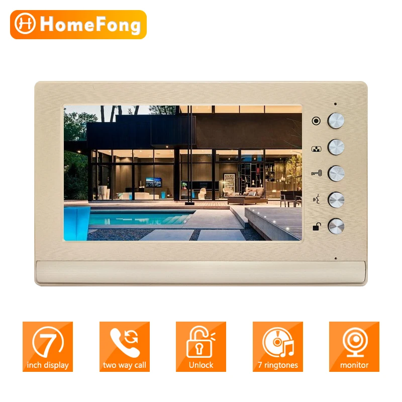 HomeFong Wired Door Intercom Entry System 7-Inch Screen Monitor 1000 TVL Doorbell Call Panel Camera Video Door Phone for Home aiphone video intercom Door Intercom Systems