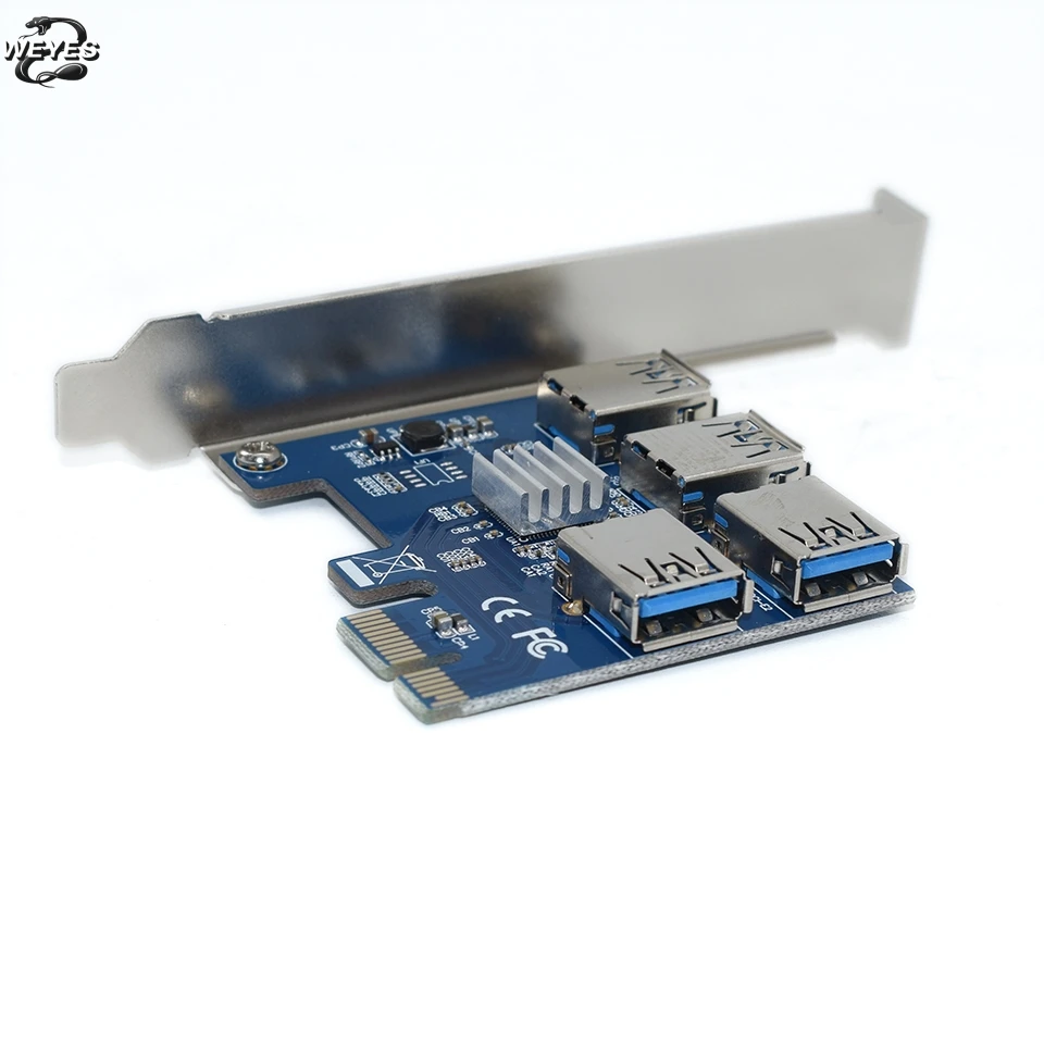Переходная карта PCIE PCI E Express 1 16x1 4 слота USB 3 0 адаптер мультипликатора для майнинга