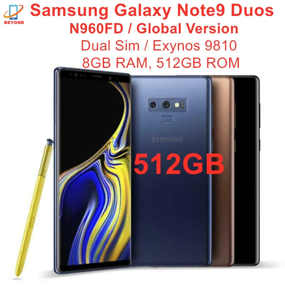 Vendedor Caliente Samsung Galaxy Note9 Nota 9 Duos N960FD Dual Sim 512GB ROM 8GB RAM LTE Octa Core 6,4 "NFC Exynos Original desbloqueado teléfono celular bWwnMVpAE6l