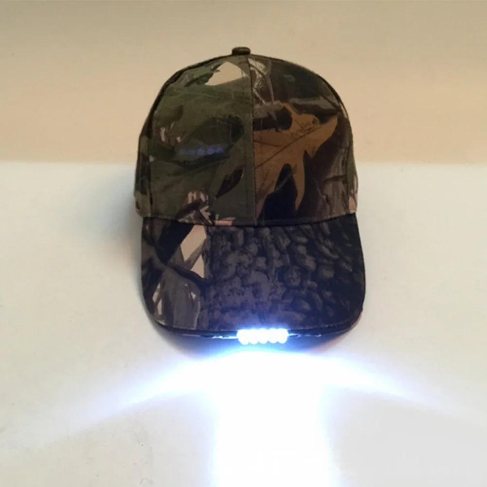 

new Hot Selling Adjustable Bicycle 5 LED Light Cap Battery Powered Hat Outdoor Baseball Cap Practical Fishing Cap Camping Hat