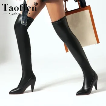 

Taoffen High Quality Size 34-43 Over The Knee Boots Pointed Toe Slip On Office Lady Winter Shoes Women Party Long Boots Footwear
