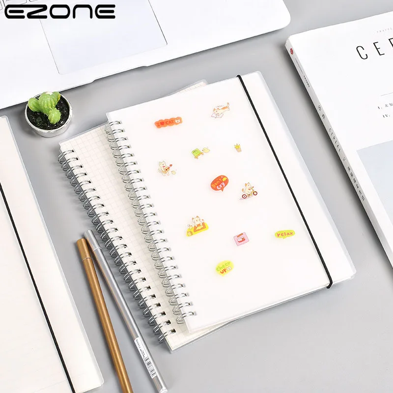 

EZONE A5/A6/B5Frosted side flip notebook Classic Scrub PP Material Line,Grid,Point,Blank,Cute Animal Office School Notebooks