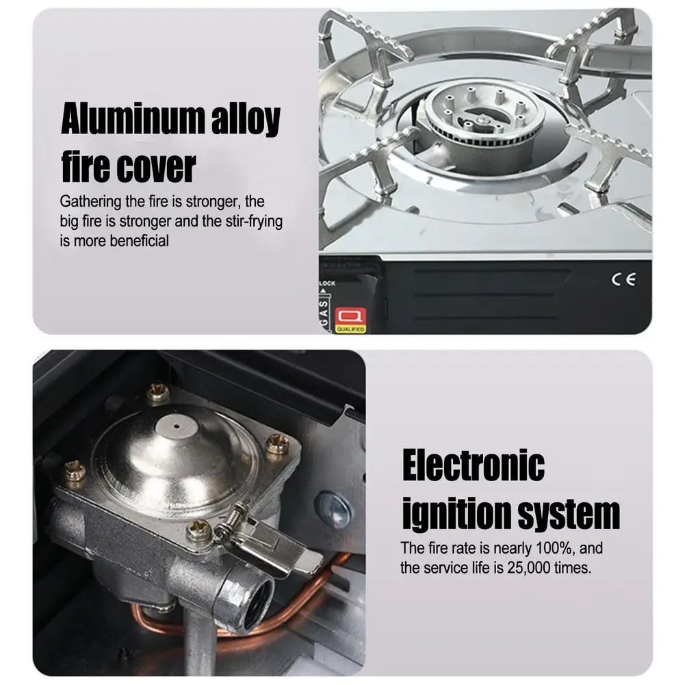 OMEGA KOREA 1 Portable Double Burner Gas Stove With BBQ Plate And