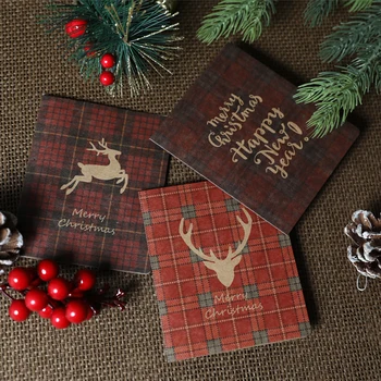 

2pcs Retro Style Christmas greeting card postcard blessing card envelope gift New Year holiday handwritten card
