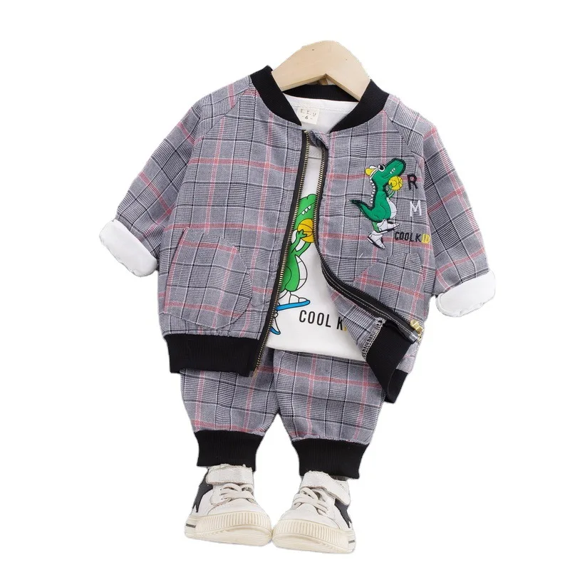 

New Fashion Spring Autumn Baby Girls Clothes Children Boys Cartoon Casual Jacket T-Shirt Pants 3Pcs/sets Kids Infant Tracksuits