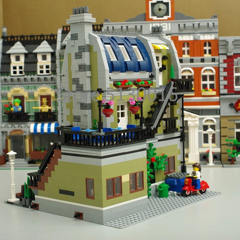 Billig In Lager 10243 Creator Pariser Restaurant 15010 2418Pcs Straße Ansicht Modell Gebäude Kits Blöcke Bricks Bildung Spielzeug